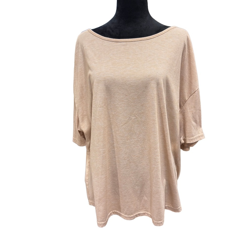 SHEIN Tan Boxy 3/4 Sleeve Blouse